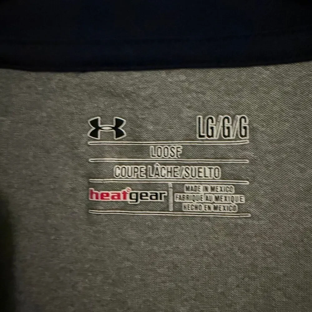Under Armour shirt mens L gray blue baseball utility raglan sleeve activewear